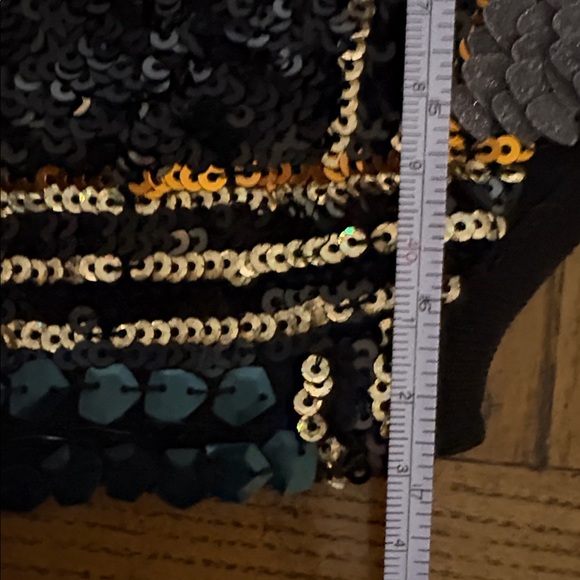 Zara Black, Green, and Gold Sequin Dress - Picture 10 of 14